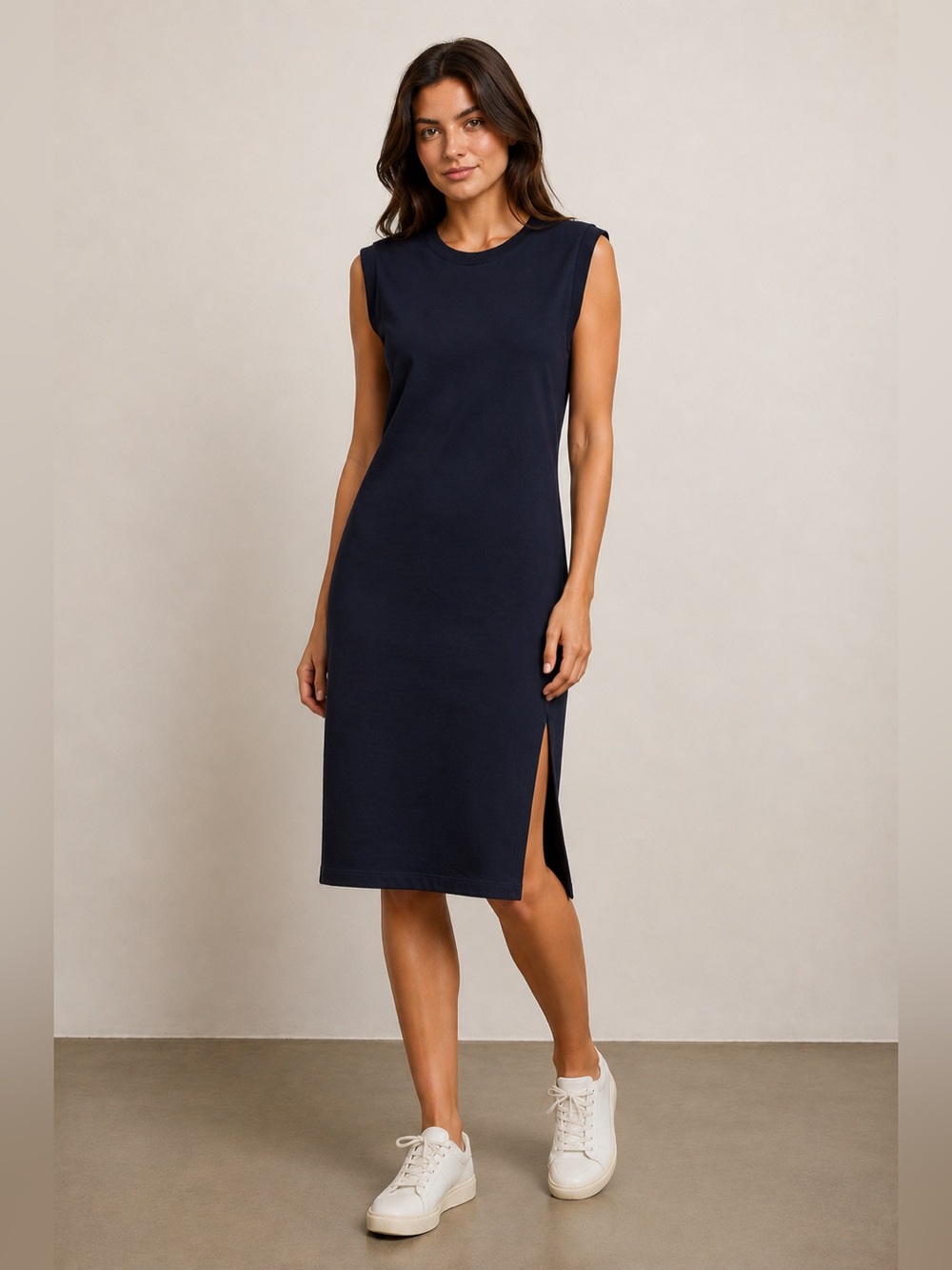 NWT Talbots Cotton-Modal Jersey Midi Dress Indigo / Navy Small Petite